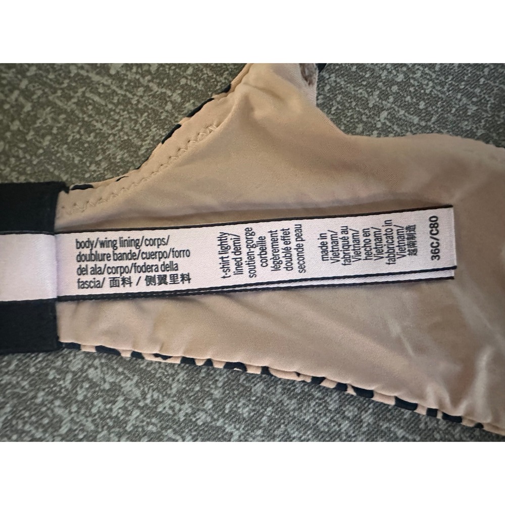 Victoria's Secret Leopard Print T-Shirt Bra Logo Straps Tan Black 36C - Picture 9 of 10